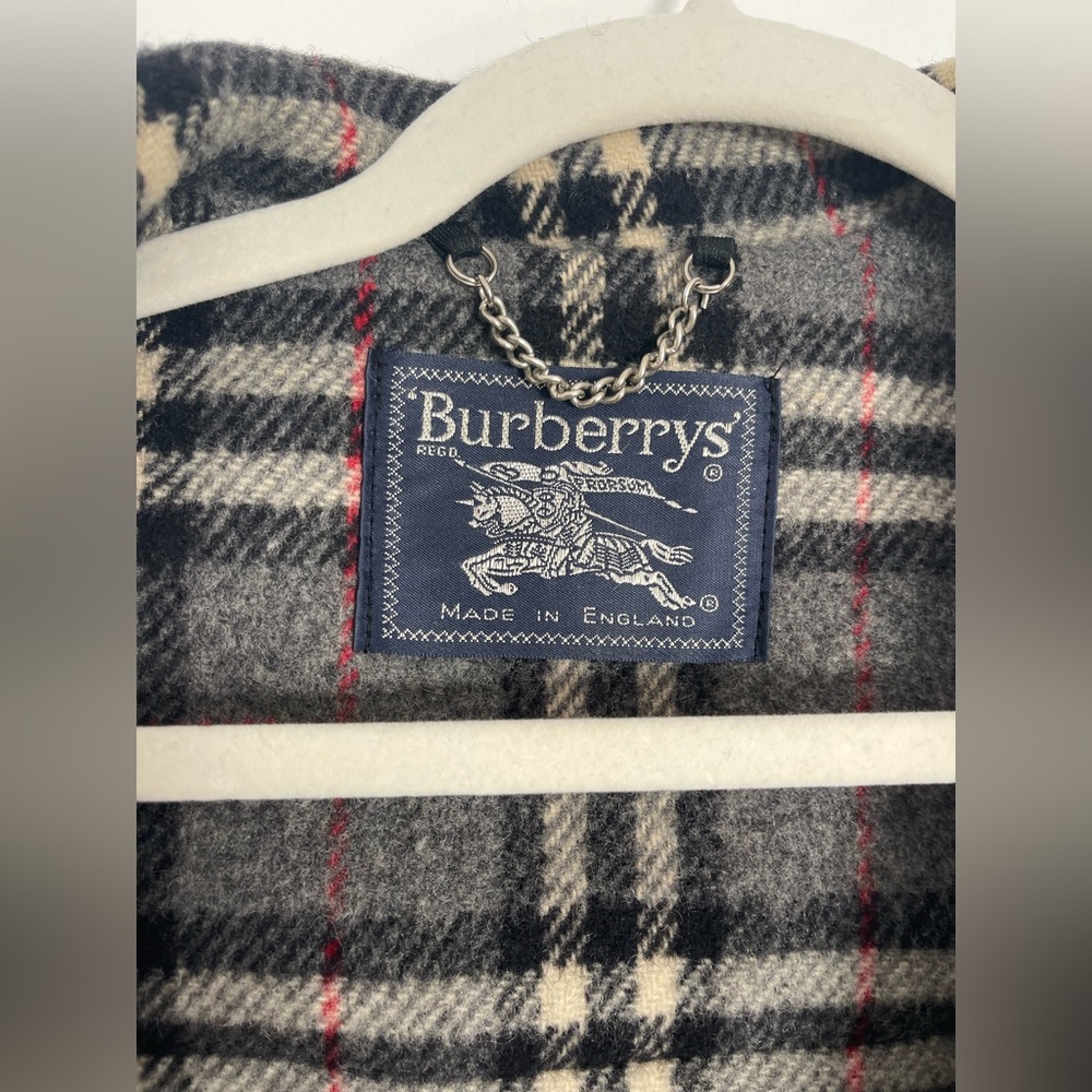 Vintage Burberrys London Duffle Coat Wool Hooded Toggle Gray Men’s L England - Picture 2 of 12